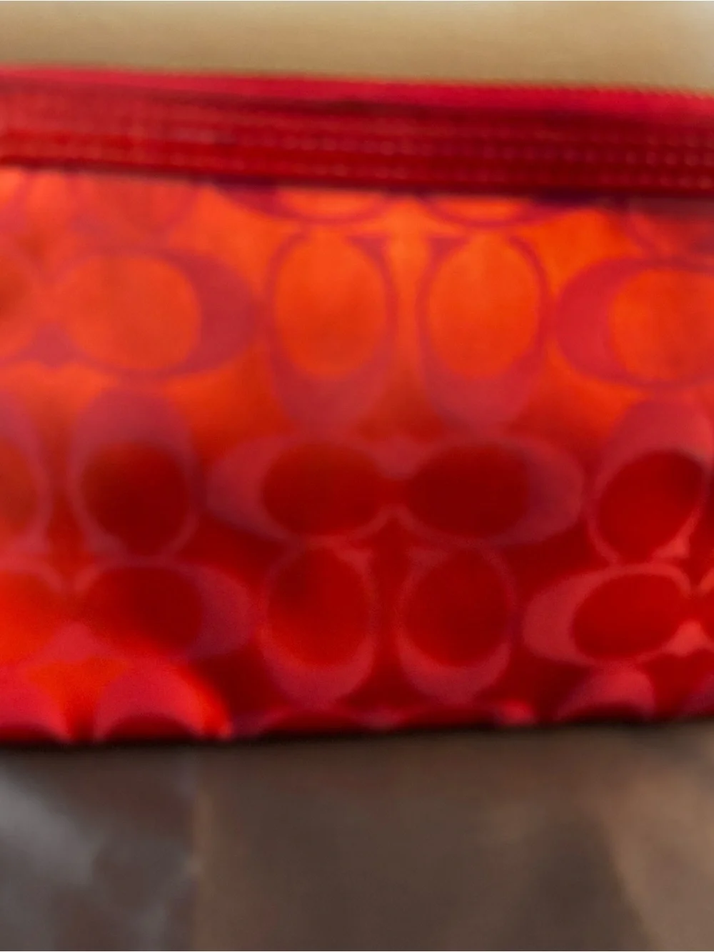 COACH Poppy Hot Pink Signature C Double Zip Crossbody Pouch Bag Y2K Metallic